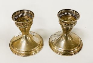 PAIR OF SILVER CANDLESTICKS - 9 CMS (H) APPROX