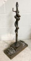 EARLY BRONZE WATCH STAND WITH SERPENT DEPICTION