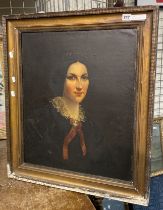 EARLY FRAMED PORTRAIT OF A LADY - 59 X 49.5 CMS INNER FRAME