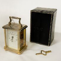 CHURCHILL CARRIAGE CLOCK IN CASE - 12 CMS (H) APPROX