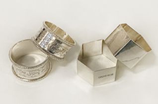 FOUR STERLING SILVER NAPKIN RINGS - 3 IMP OZS APPROX