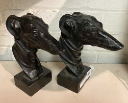 PAIR OF BRONZE WHIPPET DOG FIGURE HEADS 22CMS (H) APPROX