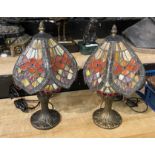 PAIR OF TIFFANY STYLE TABLE LAMPS 34CMS (H) APPROX