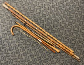 QTY OF WALKING STICK & INDIAN WEAPONS