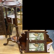 MAHOGANY PLANT STAND & CORNER CABINET