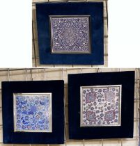 THREE IRANIAN FRAMED TILES