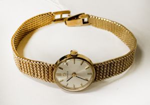 9CT GOLD OMEGA LADIES WATCH - 22 GRAMS TOTAL WEIGHT APPROX