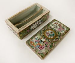 19TH CENTURY CANTON PORCELAIN BOX HANDPAINTED - HAD SOME RESTORATION