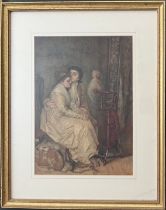 THOMAS REYNOLDS LAMONT (1826-1898) WATERCOLOUR ''A COSY CORNER'' SIGNED- 25CM X 35CM , VERY GOOD