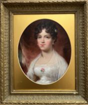 19THC ENGLISH SCHOOL OIL ON BOARD - PORTRAIT OF WOMAN - 25.5CM X 30.5CM- VERY GOOD ORIGINAL