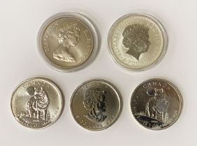 COLLECTION OF FIVE SILVER PROOF COINS