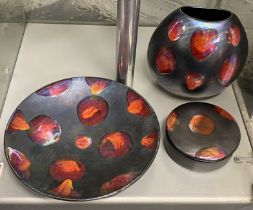 3 POOLE POTTERY METALLIC GALAXY RANGE PIECES