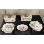 5 HAND PAINTED HEREND PIECES OF CHINA