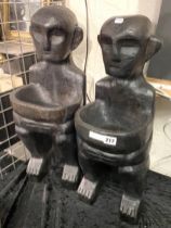 PAIR OF CARVED POSSIBLY FILIPINO FIGURES - 61CMS (H) APPROX