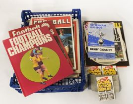 TRAY OF FOOTABALL ANNUALS, SHOOT MAGAZINES CIRCA 1970'S & 60'S WITH SOME EARLY FOOTBALL PROGRAMMES