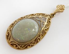 OPAL GOLD PEAR DROP PENDANT - 7.1 GRAMS APPROX