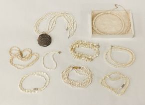 LEE SANDS PEARL NECKLACE, 9CT GOLD CLASP & OTHER PEARL NECKLACE