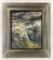 OIL ON CANVAS MOONLIGHT ON THE WAVE BY MAGGI HAMBLING WITH SIGNED BOOK - 25CMS H X 30CMS W -