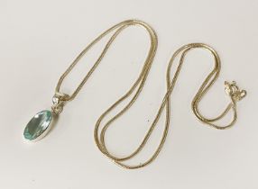 STERLING SILVER AQUAMARINE PENDENT