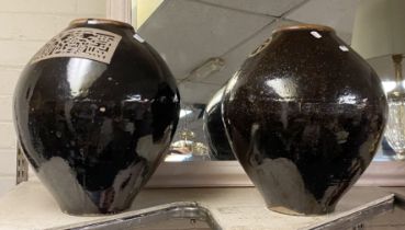 PAIR OF INDIAN WINE JARS 45CMS (H) APPROX