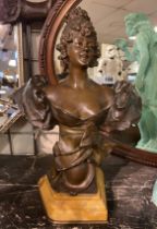 BRONZE GIRL ON MARBLE BASE - APPROX 43 CMS H