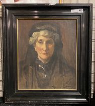 DAVID ALISON RSA (1882-1955) PORTRAIT OF MRS WILSON - SIGNED & DATED 46CM X 38CM