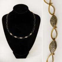 18CT GOLD NECKLACE WITH STONES - 20.7 GRAMS APPROX