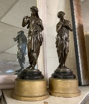 PAIR OF BRONZE CLASSICAL FIGURES - 41CMS H APPROX