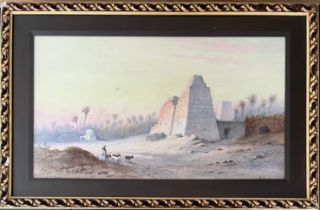 FRANK CATANO ITALIAN - WATERCOLOUR ''A SCENE IN EYGPT'' SIGNED - 33CM X 60CM - VERY GOOD ORIGINAL