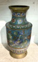 BRONZE & CLOISONNE VASE - APPROX 41 CMS H