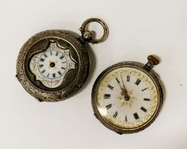 TWO 935 SILVER FOB WATCHES WITH ENAMELLING