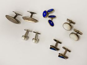 COLLECTION OF MOSTLY SILVER CUFFLINKS - SOME ENAMELLED