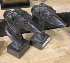 PAIR OF BRONZE WHIPPET DOG FIGURE HEADS 22CMS (H) APPROX