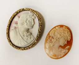 9CT GOLD TESTED CAMEO BROOCH & ANOTHER CAMEO