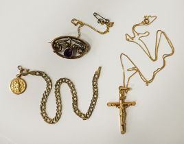 COLLECTION OF 9CT GOLD JEWELLERY ETC - APPROX 9.7 GRAMS TOTAL