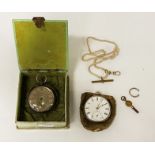 TWO SILVER ENGINE TURNED POCKET WATCHES