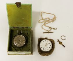 TWO SILVER ENGINE TURNED POCKET WATCHES