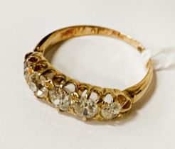9CT GOLD & 5 DIAMOND RING - SIZE H - APPROX 2.3 GRAMS