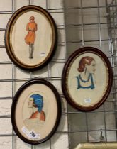 THREE FEMALE PORTRAITS IN OVAL FRAMES 26CMS X 20CMS APPROX