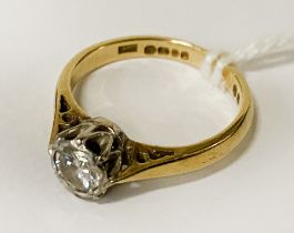 APPROX. HALF CARAT DIAMOND RING IN 18CT GOLD - SIZE J 3 GRAMS APPROX