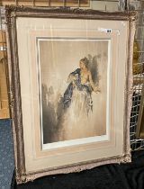 RUSSELL FLINT GALLERY STAMPED PRINT - FRAMED OF A SEMI NUDE LADY ''RAY''
