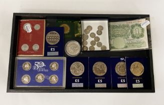 COLLECTION OF COINS (VARIOUS) WITH AN EARLY £1 NOTE