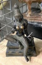 BRONZE SEATED GOD PARVATI BHAKTI - 26CMS (H)