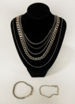 QTY OF SILVER CHAINS - 123.5 GRAMS APPROX