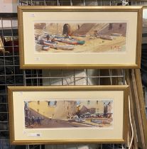 TWO COLOURED LITHOGRAPHS , SIGNED 17CM X 51CM