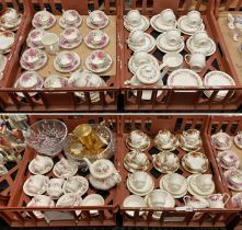 COLLECTION OF ROYAL ALBERT & PARAGON CHINAWARE WITH TWO CRYSTAL GLASS BOWLS