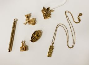 BOX OF 9CT GOLD CHARMS & OTHER ITEMS 20.3 GRAMS APPROX