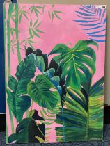 ACRYLIC ON CANVAS TROPICAL PINK BY UP & COMING ARTIST CAROLINE SPELMAN FROM EXHIBITION IN FINCHLEY -