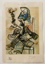 PICASSO GALLERY PRINT WITH SIGNATURE ''THE SMOKER'' - 29.5 X 20 CMS APPROX