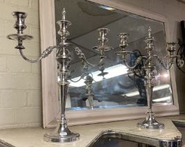 PAIR OF SILVER PLATE CANDLESTICKS - 50 CMS (H) APPROX